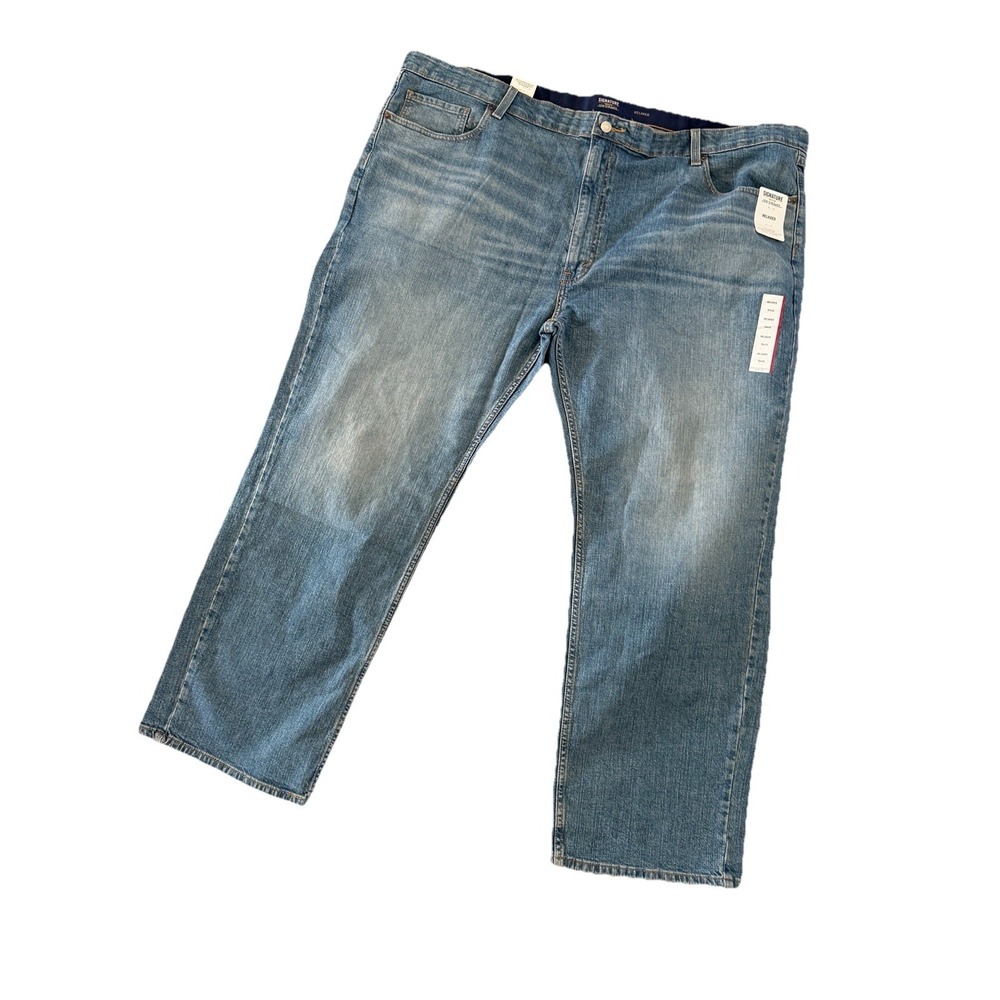 Levi Strauss Signature Regular Fit Jeans Big Tall Mens 50x32 Light Stonewash NWT